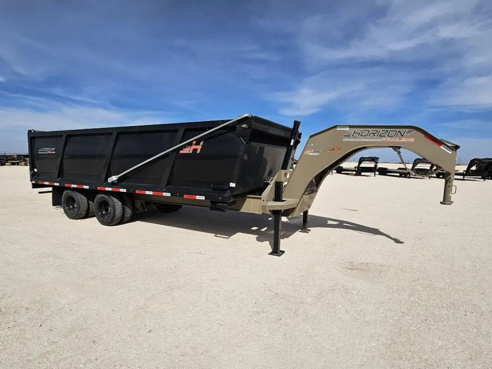 20 Horizon HZH Gooseneck Dump Trailer 48" Side Walls Hydraulic Jacks Telescopic - (2) 10K Axles 16021