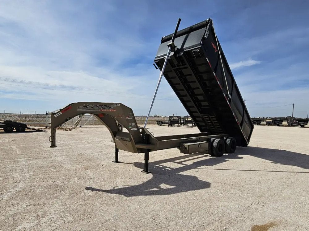 20 Horizon HZH Gooseneck Dump Trailer 48" Side Walls Hydraulic Jacks Telescopic - (2) 10K Axles 16021