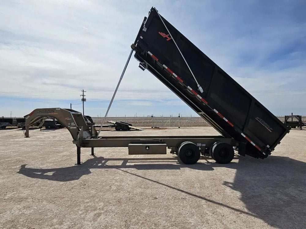 20 Horizon HZH Gooseneck Dump Trailer 48" Side Walls Hydraulic Jacks Telescopic - (2) 10K Axles 16021