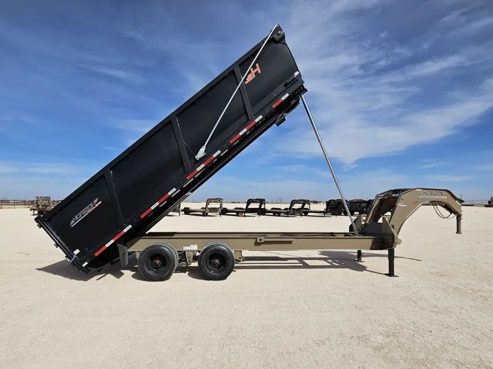 20 Horizon HZH Gooseneck Dump Trailer 48" Side Walls Hydraulic Jacks Telescopic - (2) 10K Axles 16021