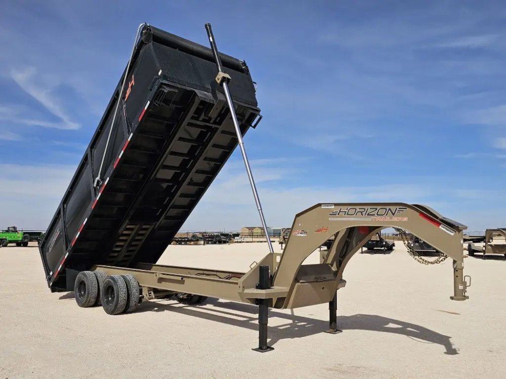 20 Horizon HZH Gooseneck Dump Trailer 48" Side Walls Hydraulic Jacks Telescopic - (2) 10K Axles 16021