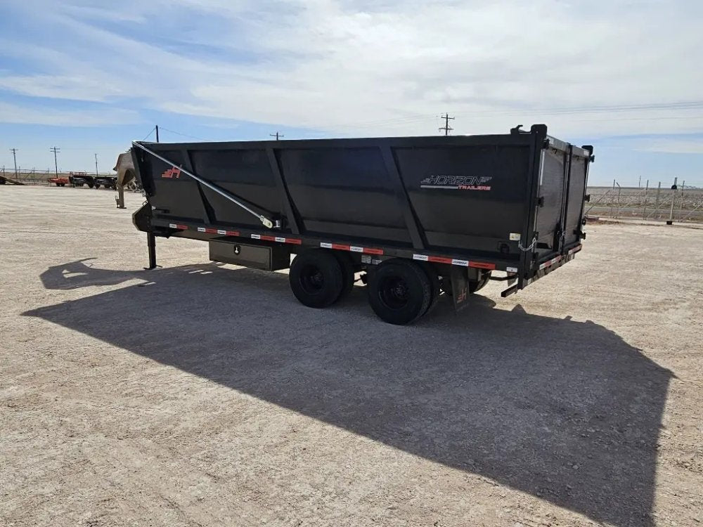 20 Horizon HZH Gooseneck Dump Trailer 48" Side Walls Hydraulic Jacks Telescopic - (2) 10K Axles 16021