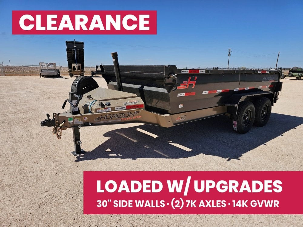 14' Horizon LZ7 Bumper Pull Dump Trailer 30" Side Walls - (2) 7K Axles 15888