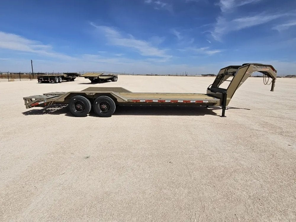 24' HEH Gooseneck Equipment Trailer Drive Over Fenders Mega Ramps - (2) 10K Axles 16114