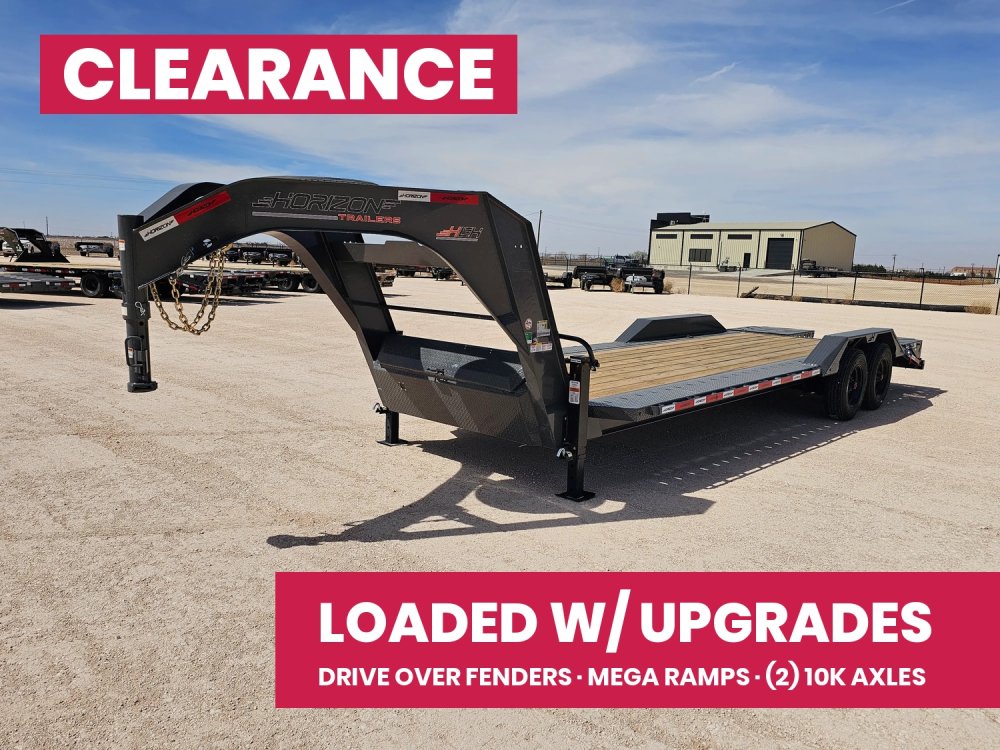 24' HEH Gooseneck Equipment Trailer Drive Over Fenders Mega Ramps - (2) 10K Axles 14756