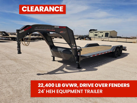 24' HEH Gooseneck Equipment Trailer Drive Over Fenders Mega Ramps - (2) 10K Axles 14756