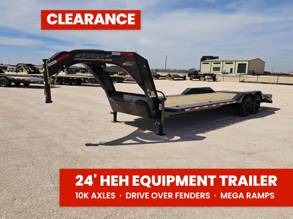 24' HEH Gooseneck Equipment Trailer Drive Over Fenders Mega Ramps - (2) 10K Axles 16116
