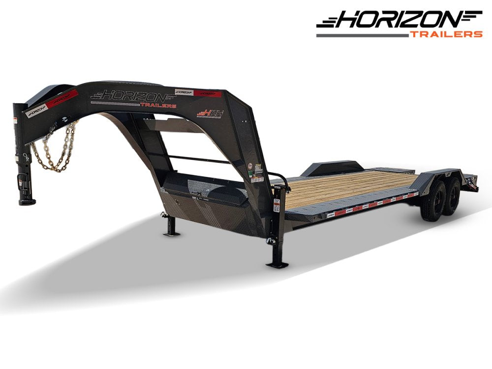 24' HEH Gooseneck Equipment Trailer Drive Over Fenders Mega Ramps - (2) 10K Axles 16116