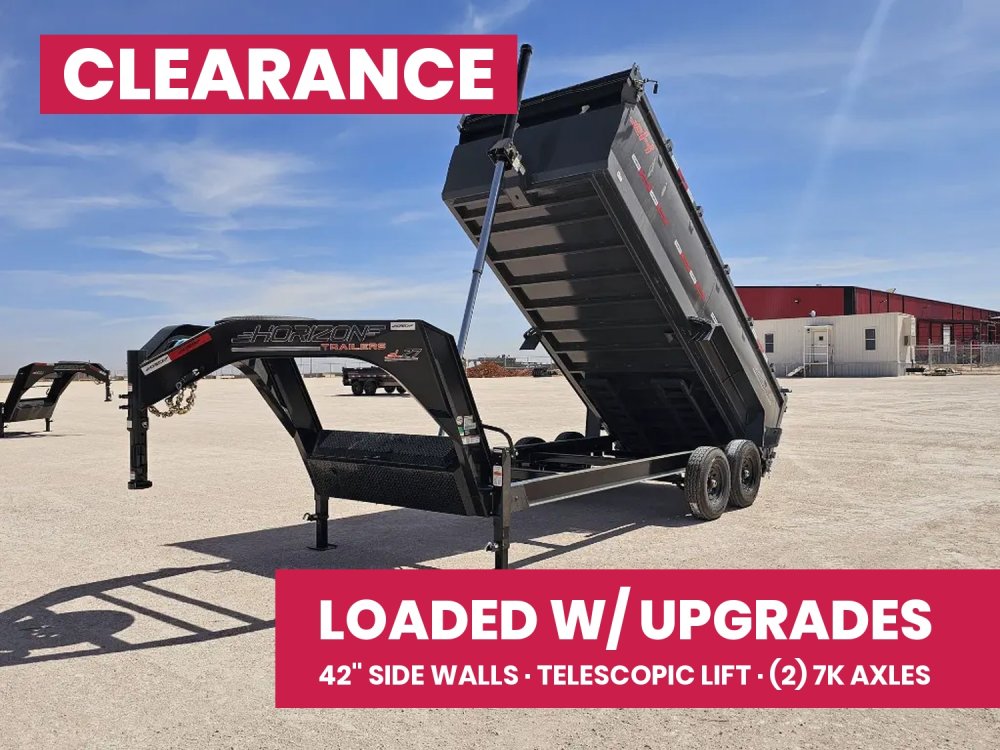 16' Horizon LZ7 Gooseneck Dump Trailer 42" Side Walls Telescopic Lift - (2) 7K Axles 15705