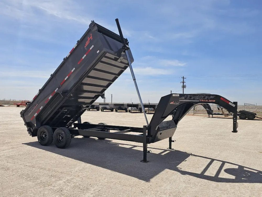 16' Horizon LZ7 Gooseneck Dump Trailer 42" Side Walls Telescopic Lift - (2) 7K Axles 15705
