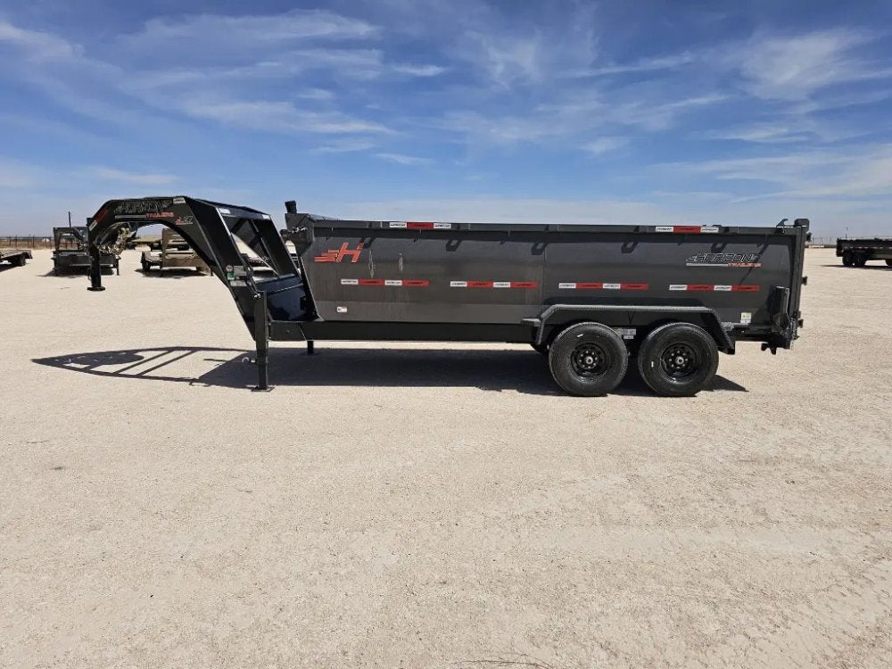 16' Horizon LZ7 Gooseneck Dump Trailer 42" Side Walls Telescopic Lift - (2) 7K Axles 15705