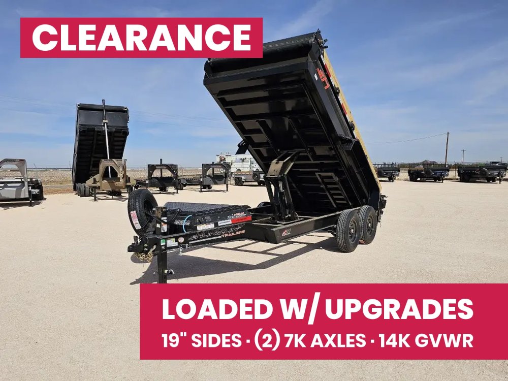 14' Horizon EZ7 Bumper Pull Dump Trailer 19" Sides - (2) 7K Axles 15863