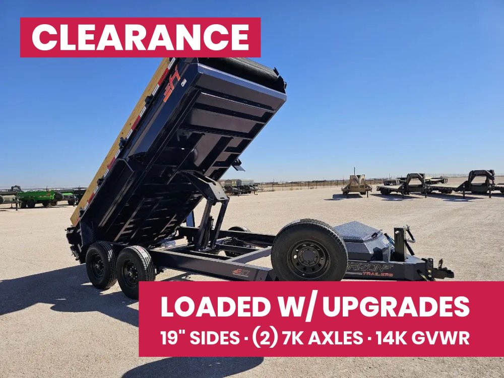 14' Horizon EZ7 Bumper Pull Dump Trailer 19" Sides - (2) 7K Axles 15842