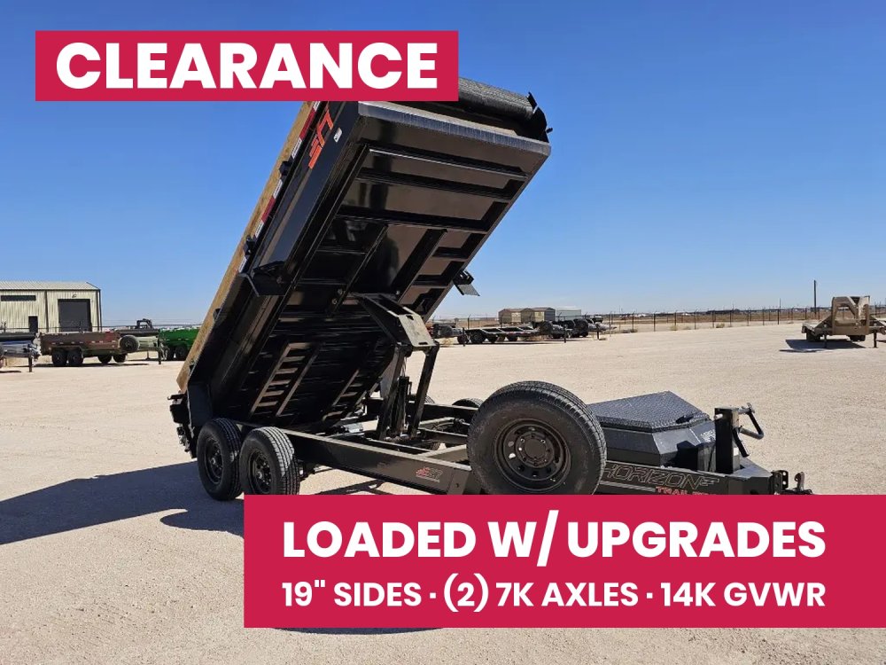 14' Horizon EZ7 Bumper Pull Dump Trailer 19" Sides - (2) 7K Axles 15865
