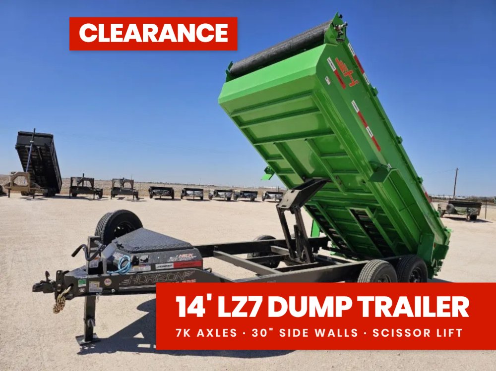 14' Horizon LZ7 Bumper Pull Dump Trailer 30" Side Walls - (2) 7K Axles 15931