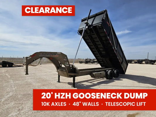 20 Horizon HZH Gooseneck Dump Trailer 48" Side Walls Hydraulic Jacks Telescopic - (2) 10K Axles 16021