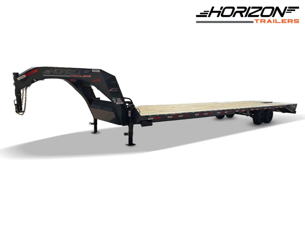 36' Horizon FTZ Gooseneck Hotshot Non-CDL Deckover Trailer Mega Ramps - (2) 7K Axles 16233