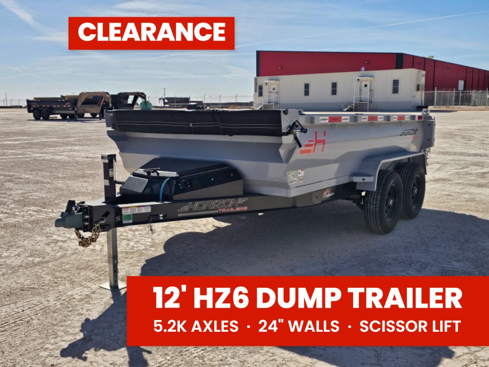 12' Horizon HZ6 Bumper Pull Dump Trailer 24" Side Walls - (2) 5.2K Axles 15158