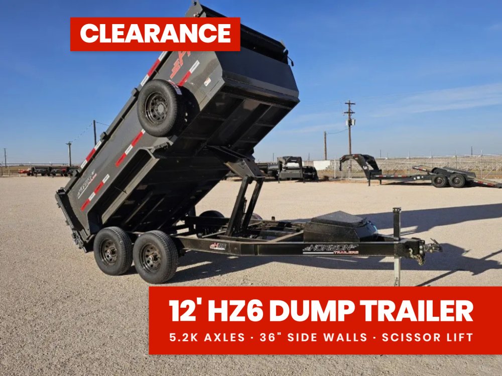 12' Horizon HZ6 Bumper Pull Dump Trailer 36" Side Walls - (2) 5.2K Axles 15964