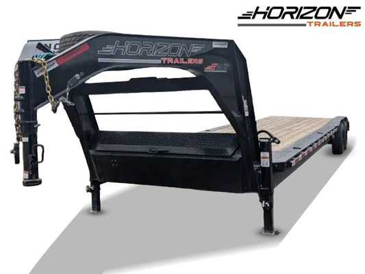 34' Horizon EWZ Gooseneck Equipment Trailer Slide In Ramps - (2) 7K Axles 012114