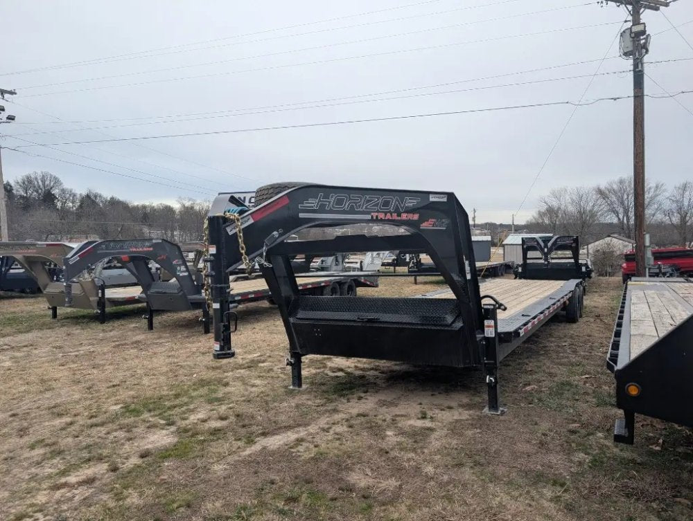 34' Horizon EWZ Gooseneck Equipment Trailer Slide In Ramps - (2) 7K Axles 012114