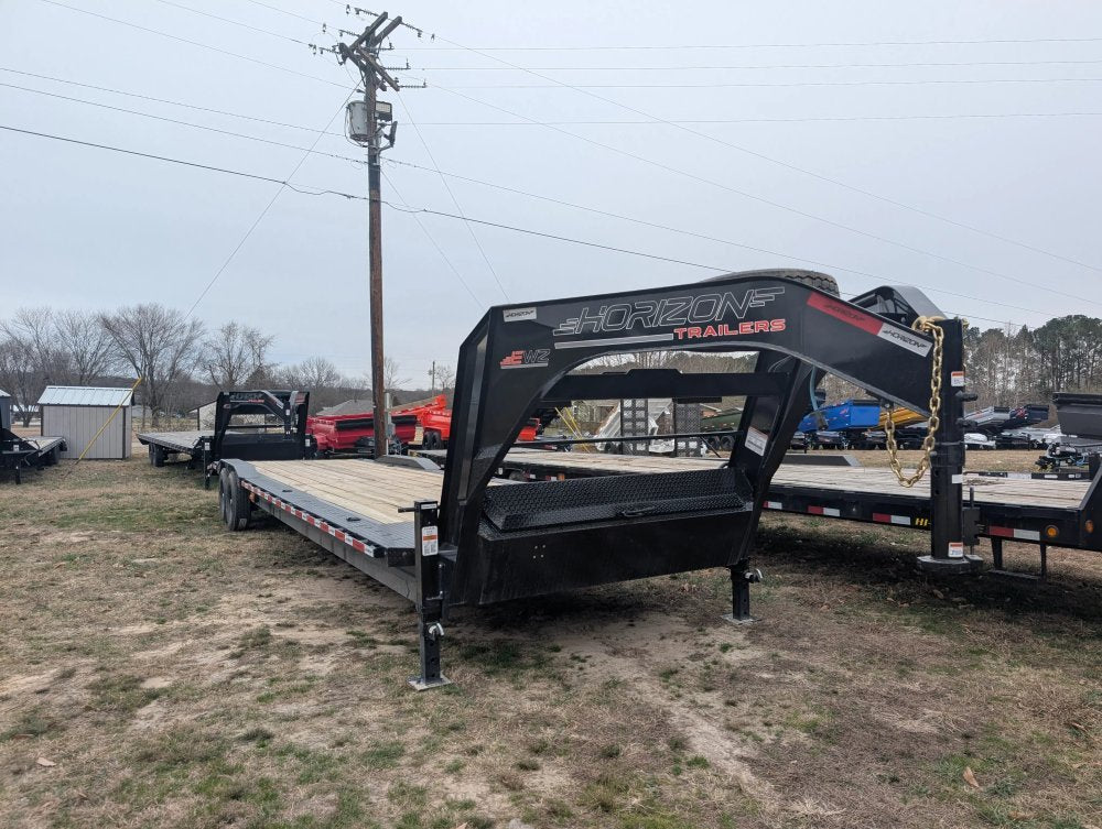 34' Horizon EWZ Gooseneck Equipment Trailer Slide In Ramps - (2) 7K Axles 012114