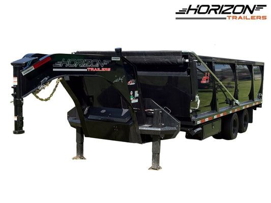 20 Horizon HZH Gooseneck Dump Trailer 48" Side Walls Hydraulic Jacks - (2) 12K Axles 8f-48d