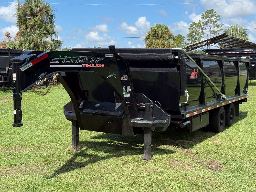 20 Horizon HZH Gooseneck Dump Trailer 48" Side Walls Hydraulic Jacks - (2) 12K Axles 8f-48d