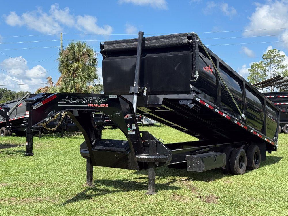 20 Horizon HZH Gooseneck Dump Trailer 48" Side Walls Hydraulic Jacks - (2) 12K Axles 8f-48d