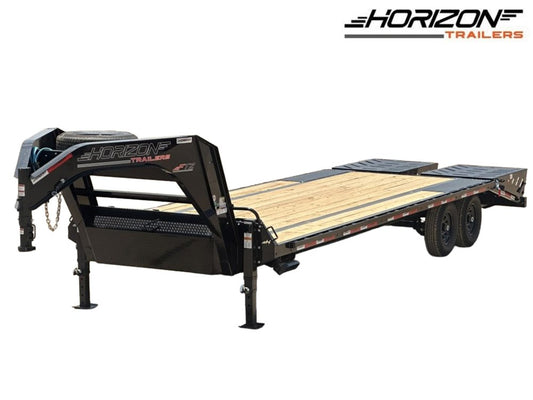 26' Horizon FTZ Gooseneck Deckover Trailer Mega Ramps - (2) 7K Axles 017696