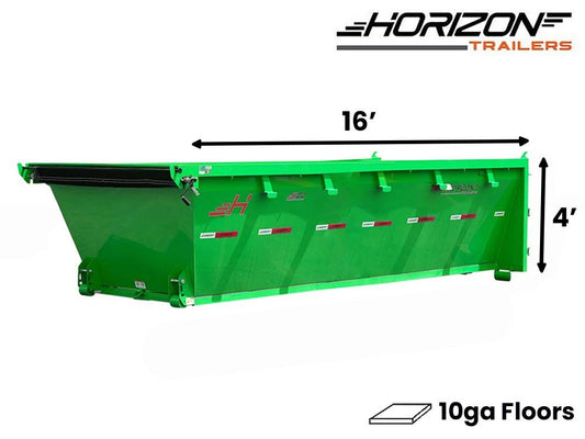 16' Horizon EDZ Roll Off Bin 4' Wall + Tarp 8197