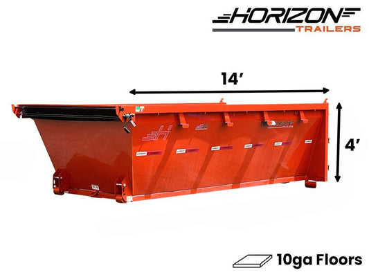 14' Horizon EDZ Roll Off Bin 4' Wall + Tarp 8836