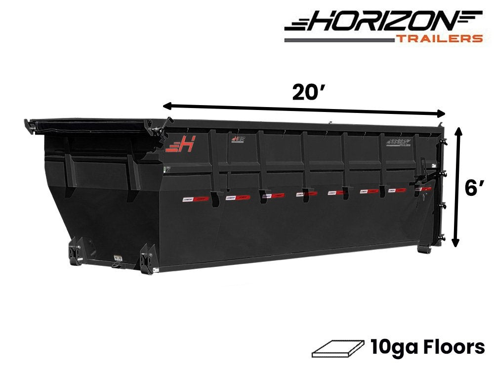 20' Horizon HDZ Roll Off Bin 6' Wall + Tarp 010123