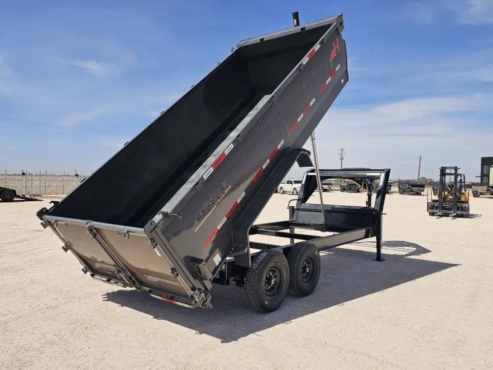 16' Horizon LZ7 Gooseneck Dump Trailer 42" Side Walls Telescopic Lift - (2) 7K Axles 15705