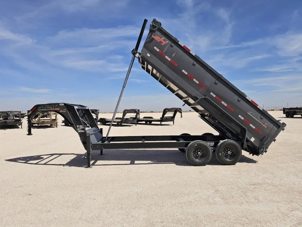 16' Horizon LZ7 Gooseneck Dump Trailer 42" Side Walls Telescopic Lift - (2) 7K Axles 15705