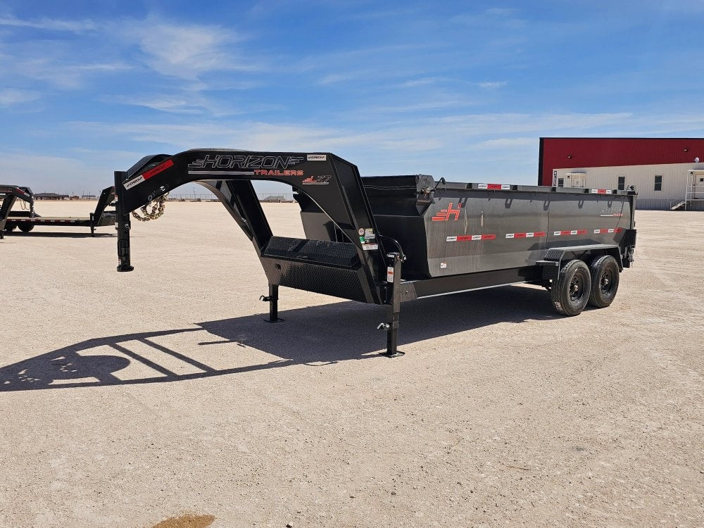 16' Horizon LZ7 Gooseneck Dump Trailer 42" Side Walls Telescopic Lift - (2) 7K Axles 15705