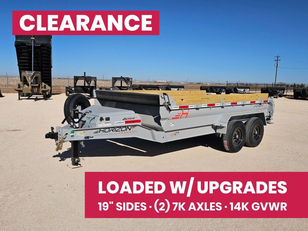 14' Horizon EZ7 Bumper Pull Dump Trailer 19" Sides - (2) 7K Axles 15294