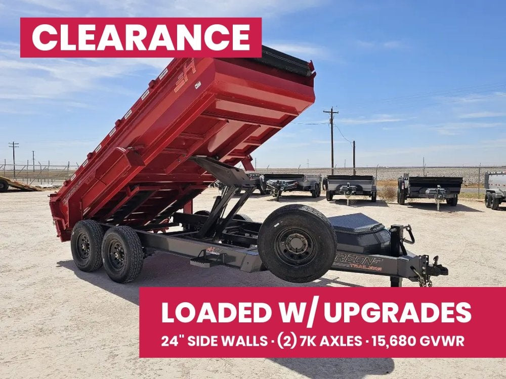 14' Horizon HZ7 Bumper Pull Dump Trailer 24" Side Walls - (2) 7K Axles 15065