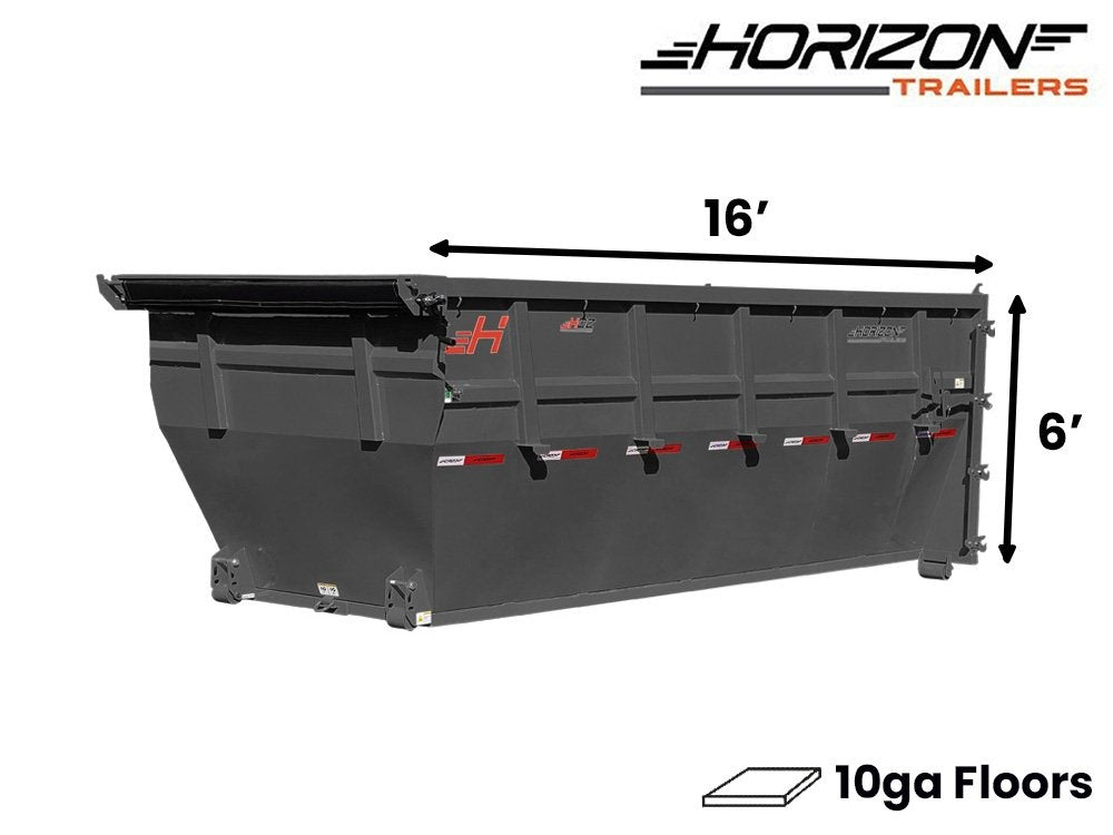 16' Horizon HDZ Roll Off Bin 6' Wall + Tarp 10134