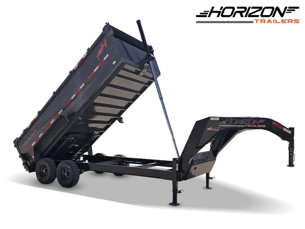 16' Horizon LZ7 Gooseneck Dump Trailer 42" Side Walls Telescopic Lift - (2) 7K Axles 15705