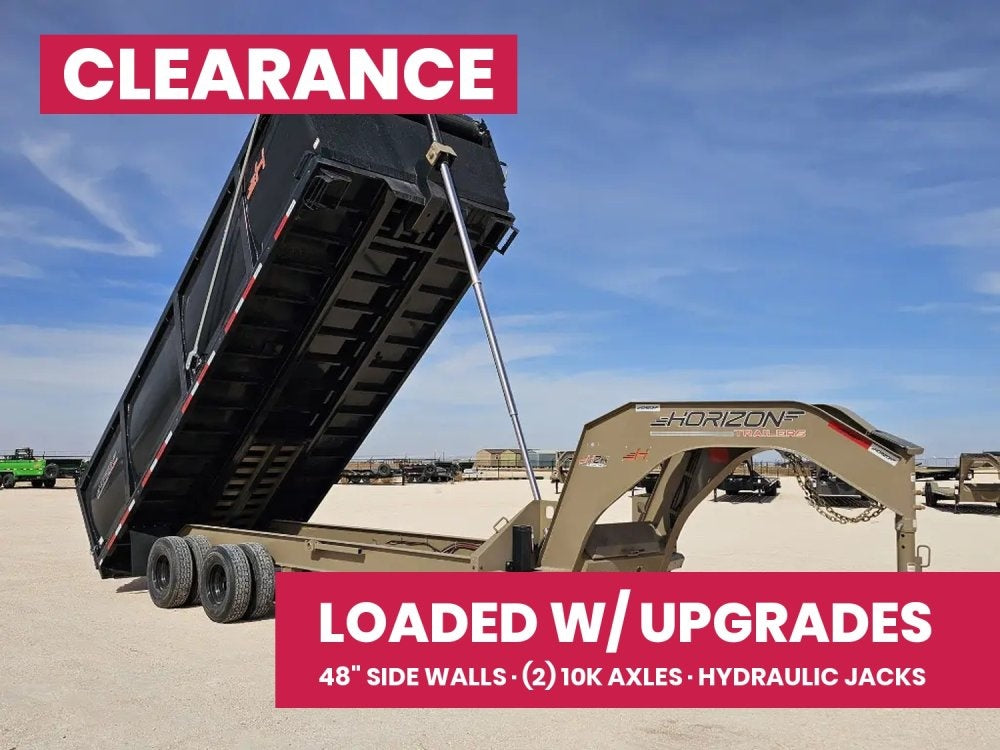 20 Horizon HZH Gooseneck Dump Trailer 48" Side Walls Hydraulic Jacks Telescopic - (2) 10K Axles 16021