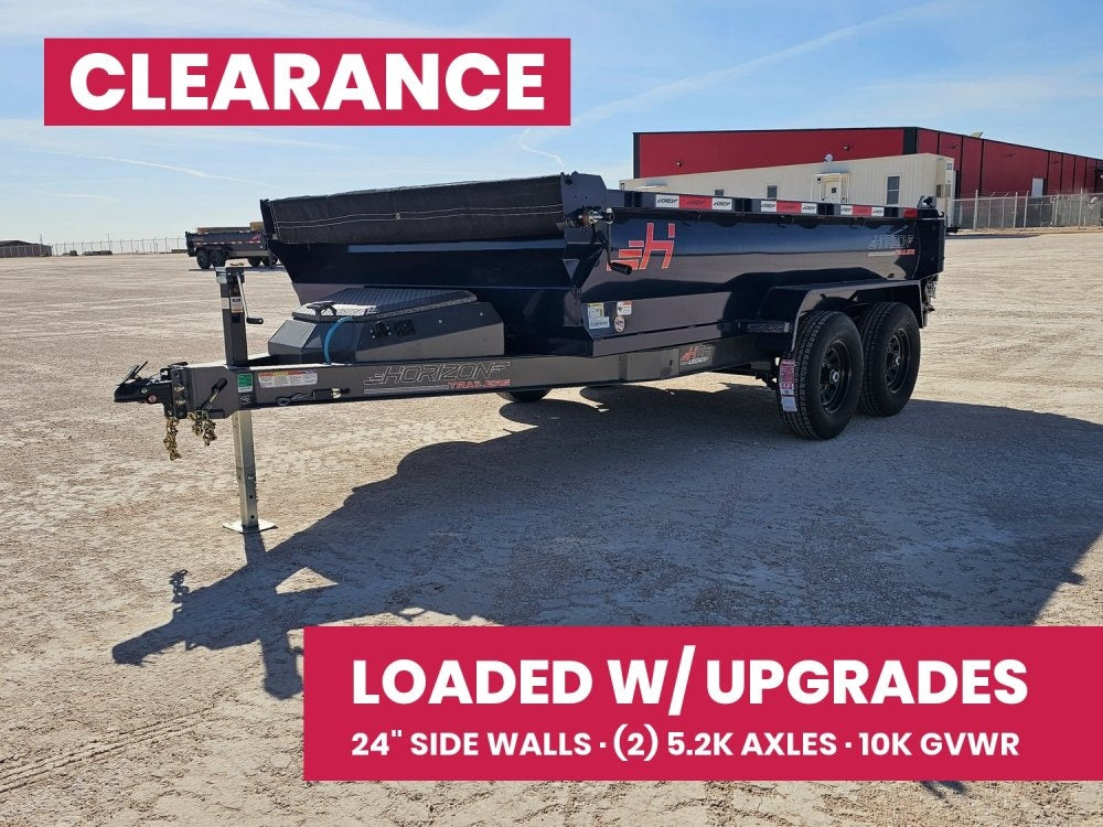 12' Horizon HZ6 Bumper Pull Dump Trailer 24" Side Walls - (2) 5.2K Axles 15942